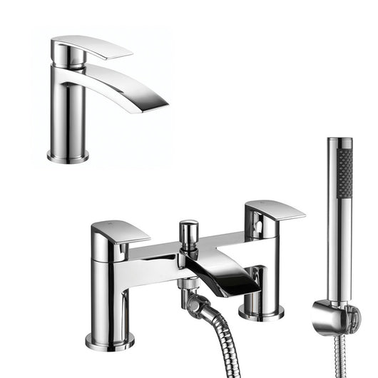  Portobello Mono Basin Mixer & Bath Shower Mixer Packs - Chrome - welovecouk