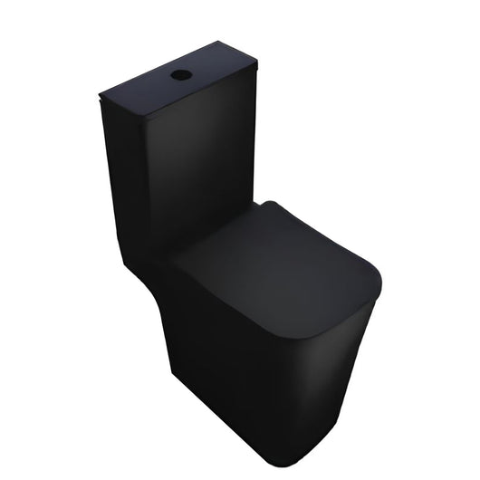  Capello Open Back Comfort Height Toilet Set with Soft Close Seat - Matt Black - welovecouk