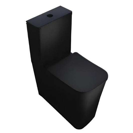  Capello Fully Back to Wall Comfort height Toilet Set with Soft Close Seat - Matt Black - welovecouk
