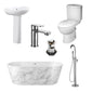 White Marble Freestanding Bathroom Suite - 1495 x 745