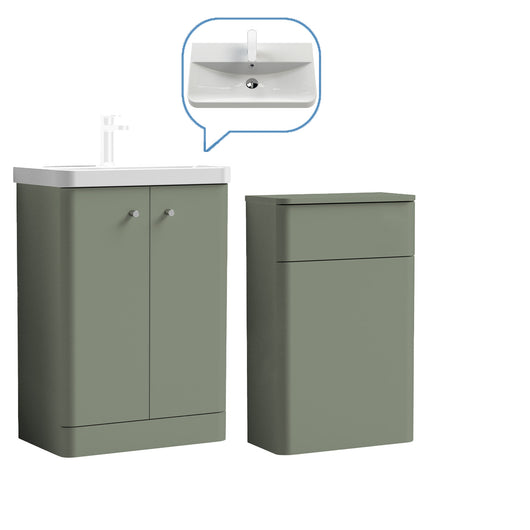  Core-Series Floor Standing Vanity & WC Set 1100mm - Satin Green - welovecouk