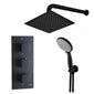 Observa Concealed Triple Valve with Square Shower Rose and Round Handset - Black - welovecouk