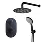 Aquadart Thermostatic Concealed Twin Valve with Round Fixed Shower Head and Round Handset - Black - welovecouk