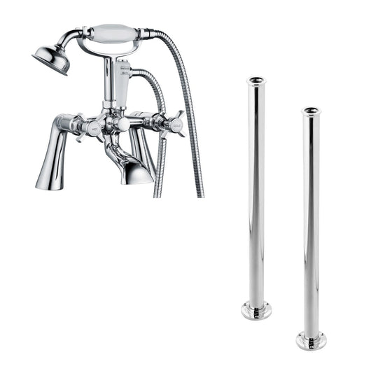  Aquadart Bayswater Freestanding Bath Shower Mixer with Standpipes - Chrome - welovecouk