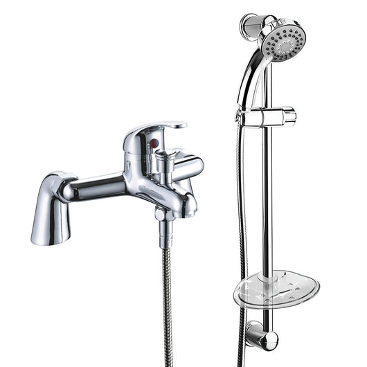  Conway Bath Shower Mixer with Slider Rail Kit - Chrome - welovecouk