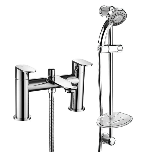  Albury Bath Shower Mixer with Slider Rail Kit - Chrome - welovecouk