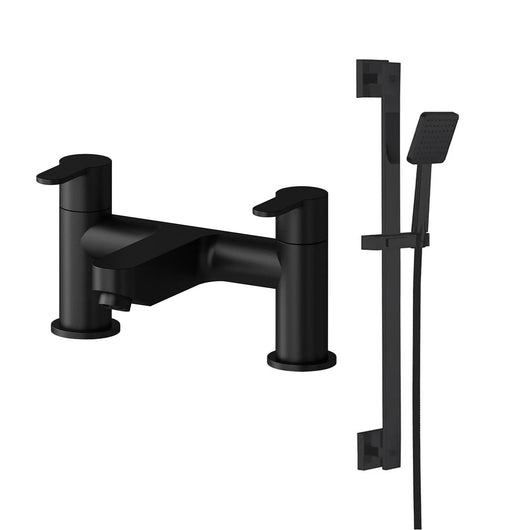  Camden Bath Shower Mixer with Slider Rail Kit - Black - welovecouk