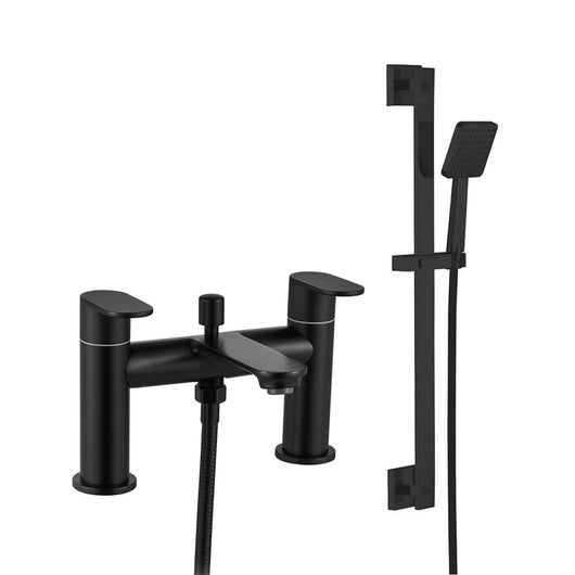  Albury Bath Shower Mixer with Slider Rail Kit - Black - welovecouk
