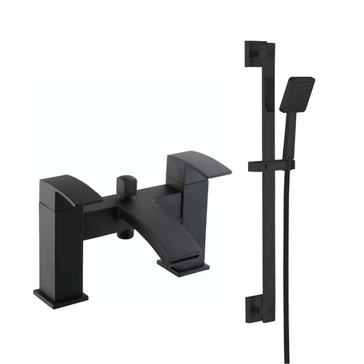  Pimlico Bath Shower Mixer with Slider Rail Kit - Black - welovecouk