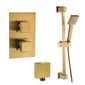 Aquadart Observa Thermostatic Concealed Shower Valve with Square Slide Rail Kit - Brushed Brass - welovecouk