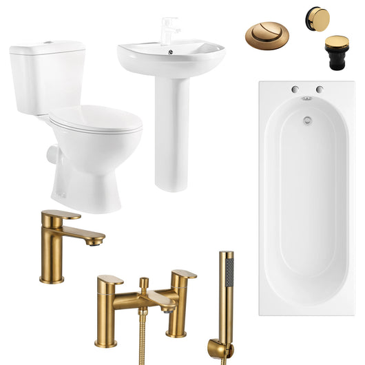  PORTO 1700mm Complete Bathroom Suite - Brushed Brass