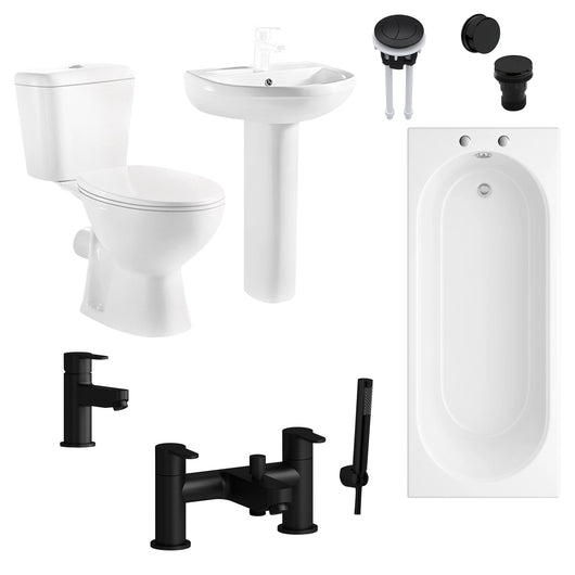  PORTO 1700mm Complete Bathroom Suite - Black Taps