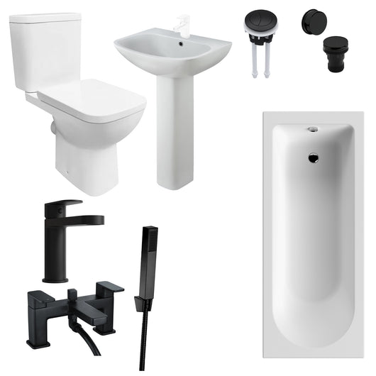  PORTO 1700mm Complete Bathroom Suite - Black Taps