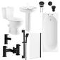 PORTO 1700mm Premium Shower Bathroom Suite with Slide Rail Kit - Black