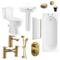 PORTO 1700mm Deluxe Thermostatic Shower Bathroom Suite with Slide Rail Kit - Brushed Brass