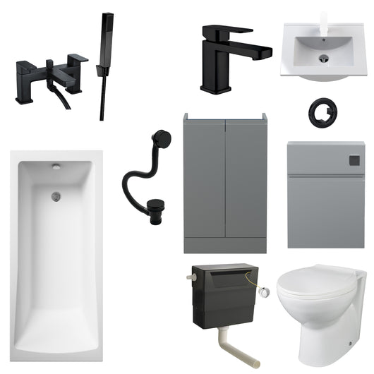  Urban Combination PORTO Bath Suites with 600mm Satin Grey Vanity Unit - welovecouk