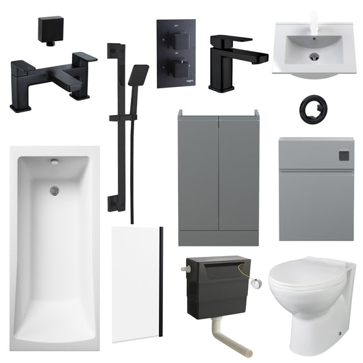  Urban Combination PORTO Shower Suites with 600mm Satin Grey Vanity Unit - welovecouk