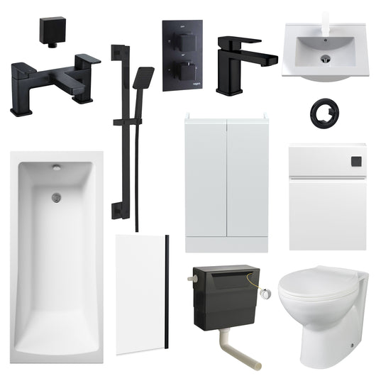  Urban Combination PORTO Shower Suites with 600mm Satin White Vanity Unit - welovecouk