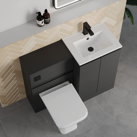  COSMO Square 2-Door 1000mm Combination Unit - Soft Black - welovecouk