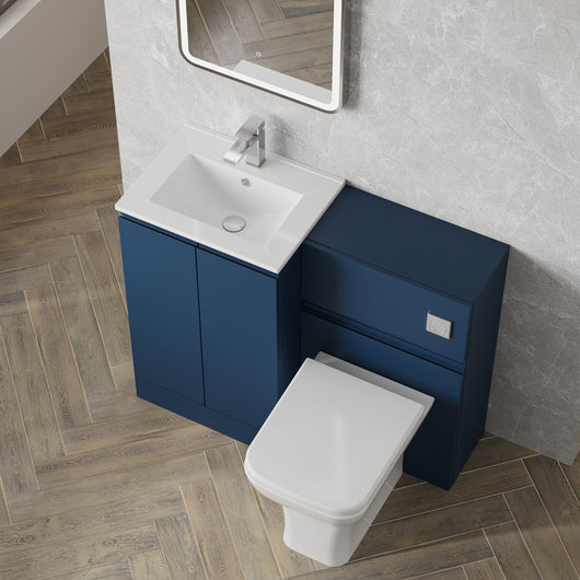  COSMO Square 2-Door 1100mm Combination Unit - Satin Blue - welovecouk