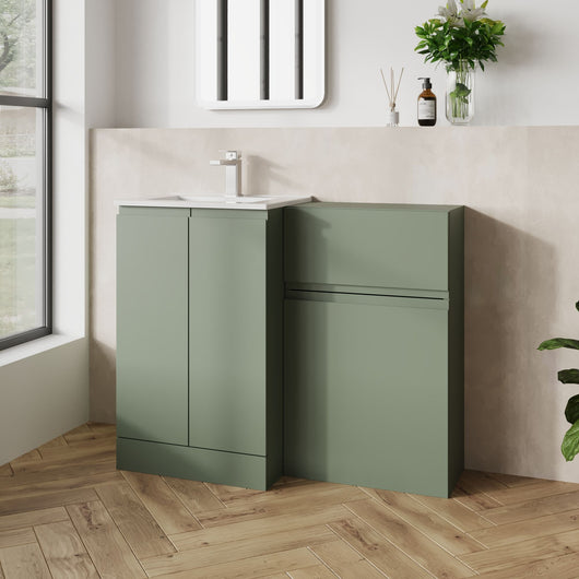  COSMO Square 2-Door 1000mm Combination Unit - Satin Green - welovecouk