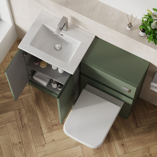  COSMO Square 2-Door 1100mm Combination Unit - Satin Green - welovecouk