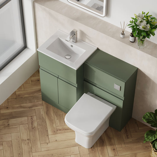  COSMO Square 2-Door 1-Drawer 1100mm Combination Unit - Satin Green - welovecouk