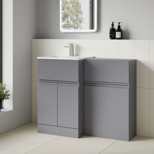  COSMO Square 2-Door 1-Drawer 1000mm Combination Unit - Satin Grey - welovecouk