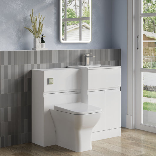  COSMO Square 2-Door 1-Drawer 1000mm Combination Unit - Satin White - welovecouk