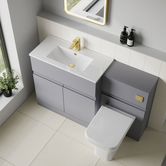  COSMO Square 2-Door 1-Drawer 1300mm Combination Unit - Satin Grey - welovecouk