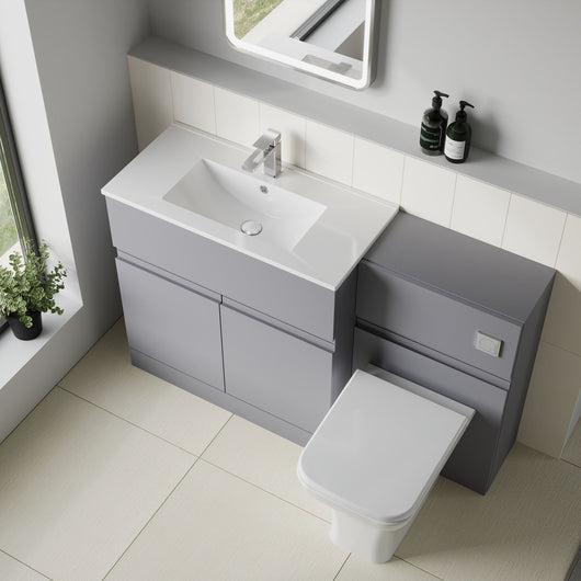  COSMO Square 2-Door 1-Drawer 1300mm Combination Unit - Satin Grey - welovecouk