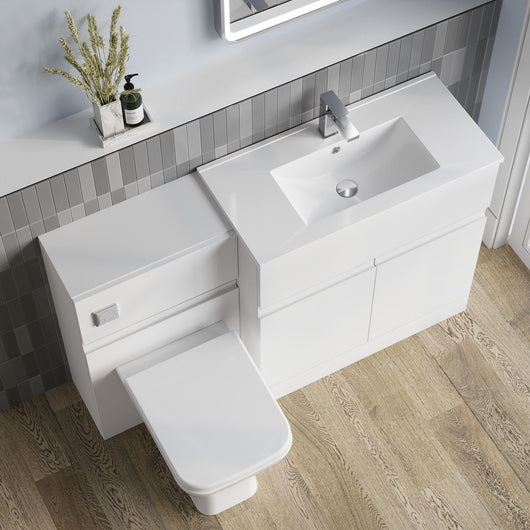  COSMO Square 2-Door 1-Drawer 1300mm Combination Unit - Satin White - welovecouk