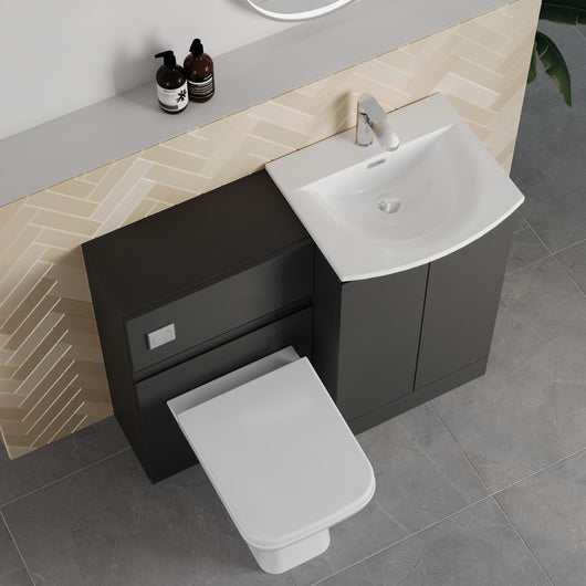 COSMO Curve 2-Door 1100mm Combination Unit - Soft Black - welovecouk
