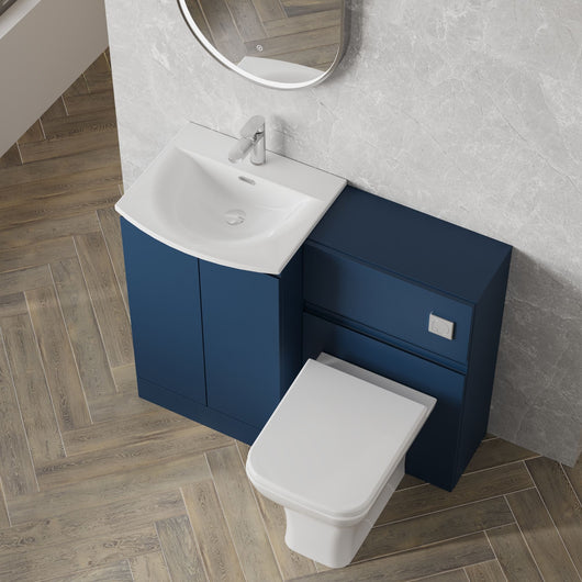  COSMO Curve 2-Door 1100mm Combination Unit - Satin Blue - welovecouk