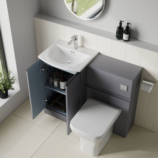  COSMO Curve 2-Door 1100mm Combination Unit - Satin Grey - welovecouk