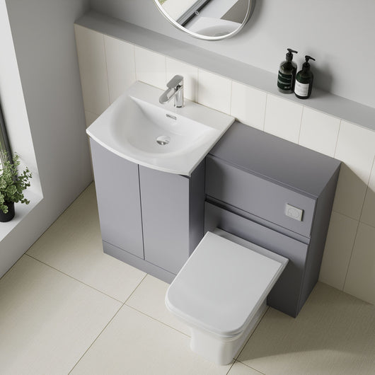  COSMO Curve 2-Door 1100mm Combination Unit - Satin Grey - welovecouk