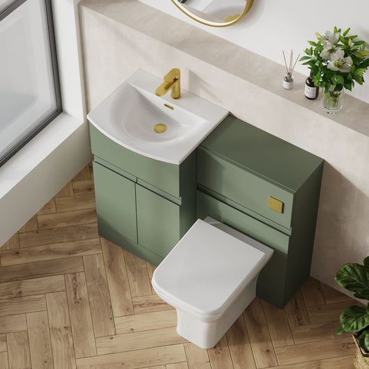  COSMO Curve 2-Door 1-Drawer 1100mm Combination Unit - Satin Green - welovecouk
