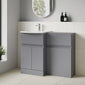COSMO Curve 2-Door 1-Drawer 1100mm Combination Unit - Satin Grey - welovecouk