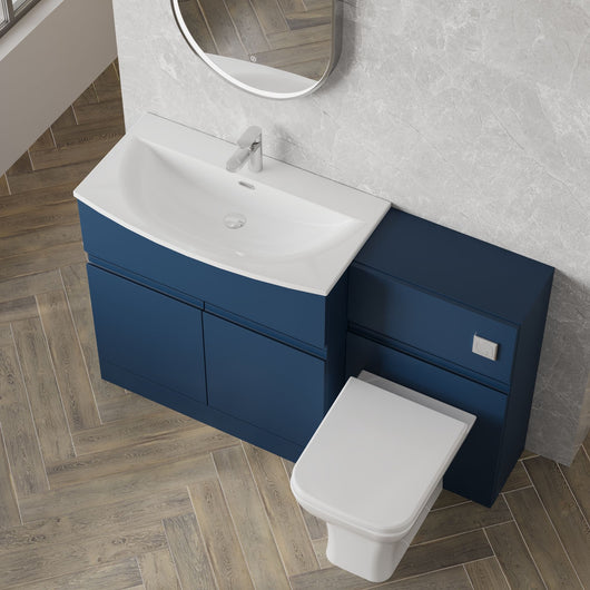  COSMO Curve 2-Door 1-Drawer 1300mm Combination Unit - Satin Blue - welovecouk