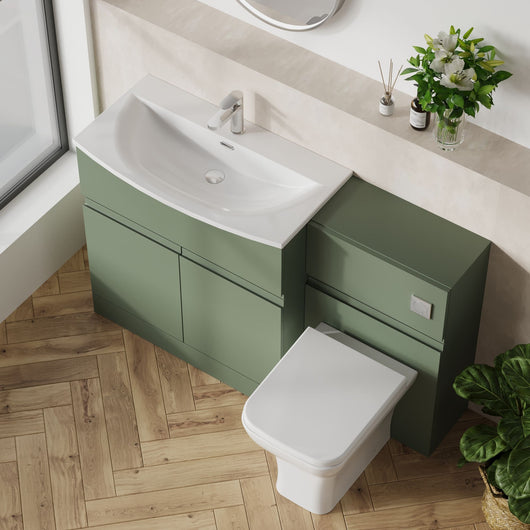  COSMO Curve 2-Door 1-Drawer 1300mm Combination Unit - Satin Green - welovecouk