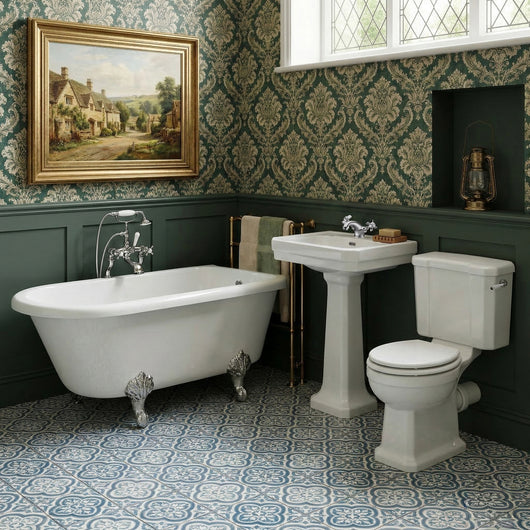  Cambridge Traditional 1780 Freestanding Bathroom Suite with Basin Pedestal - welovecouk