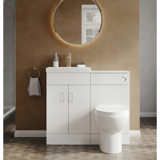  Dulin Floor Standing Vanity WC Combination Pack - Gloss White - welovecouk