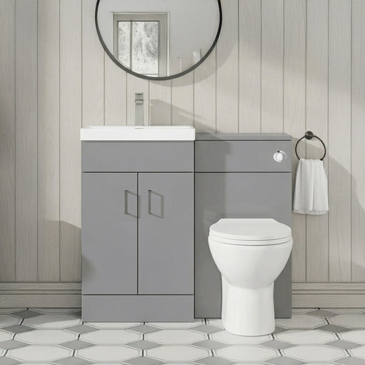  Dulin Floor Standing Vanity WC Combination Pack - Satin Grey - welovecouk