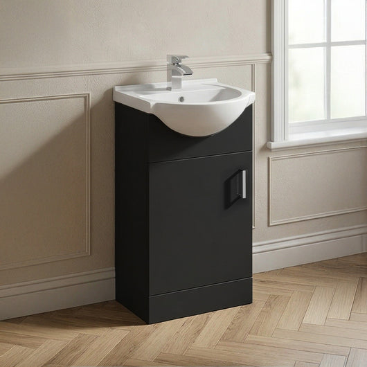  Axle Floor Standing Vanity 450mm Round Basin Unit - Soft Black - welovecouk