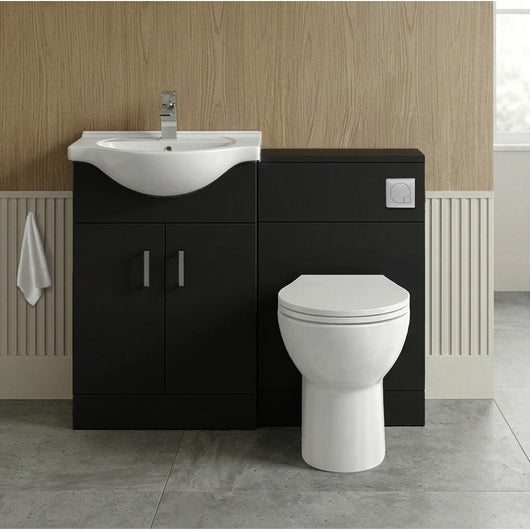  Axle Floor Standing 550mm Round Basin Vanity WC Combination  - Soft Black - welovecouk