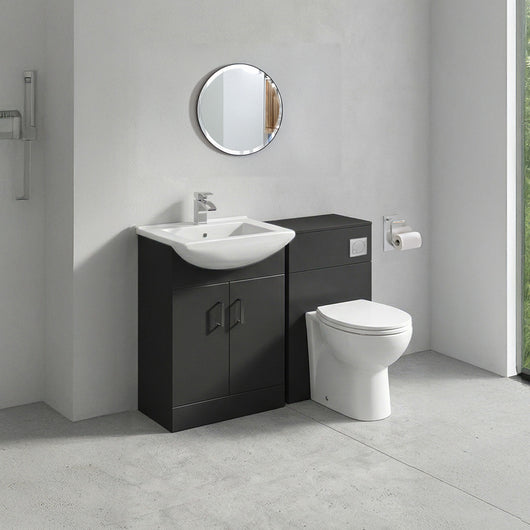  Axle Floor Standing 550mm Square Basin Vanity WC Combination  - Soft Black - welovecouk