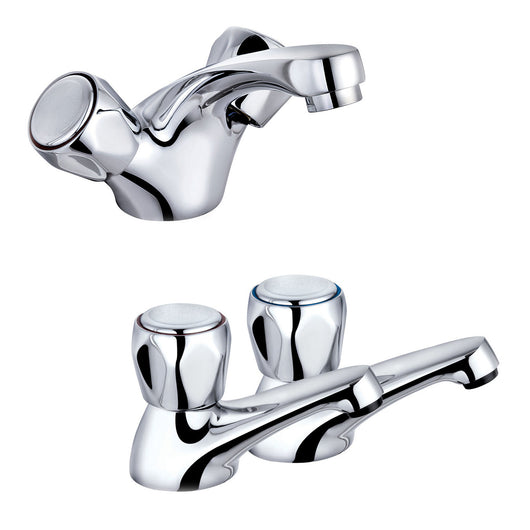  Trisen Club Twin Basin Mixer and 3/4 Bath Taps Pack - welovecouk