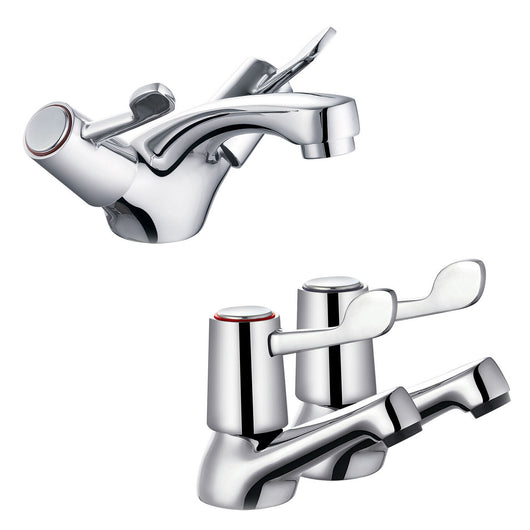  Trisen Lever Twin Basin Mixer and 3/4 Bath Taps Pack - welovecouk