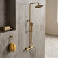Harik 2 Round Exposed Rigid Riser Thermostatic Shower Set - Brushed Brass