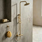 Harik 2 Round Exposed Rigid Riser Thermostatic Shower Set - Brushed Brass